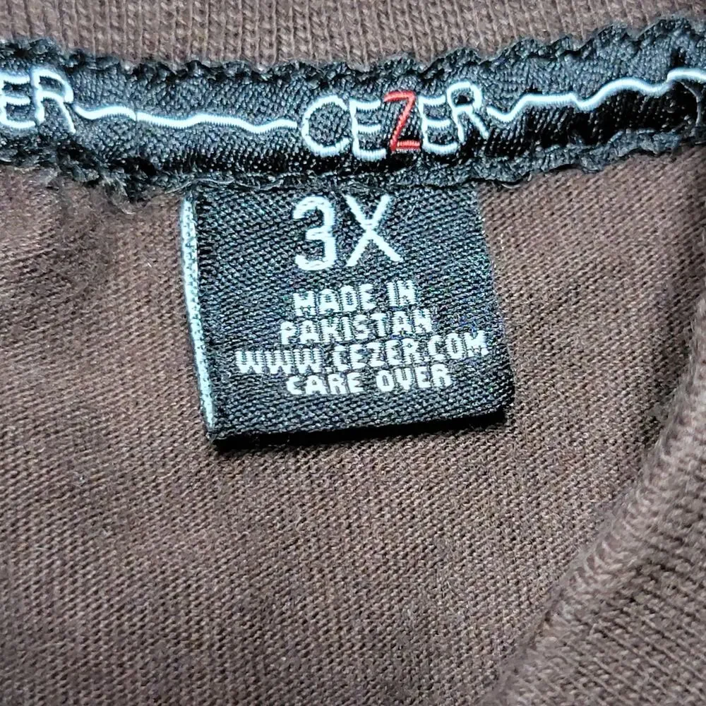 Cezer LS Brown Unisex Tee w/ Bling "Rich And Famous" - Size 3X - Picture 9 of 10